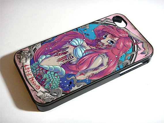 Ariel The Little Mermaid Zombie Disney - Custom Iphone 4/4s, Iphone 5, Samsung Galaxy S3 Case