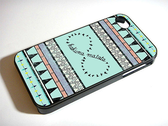 Aztec Pattern Hakuna Matata - Custom Iphone 4/4s, Iphone 5, Samsung Galaxy S3 Case