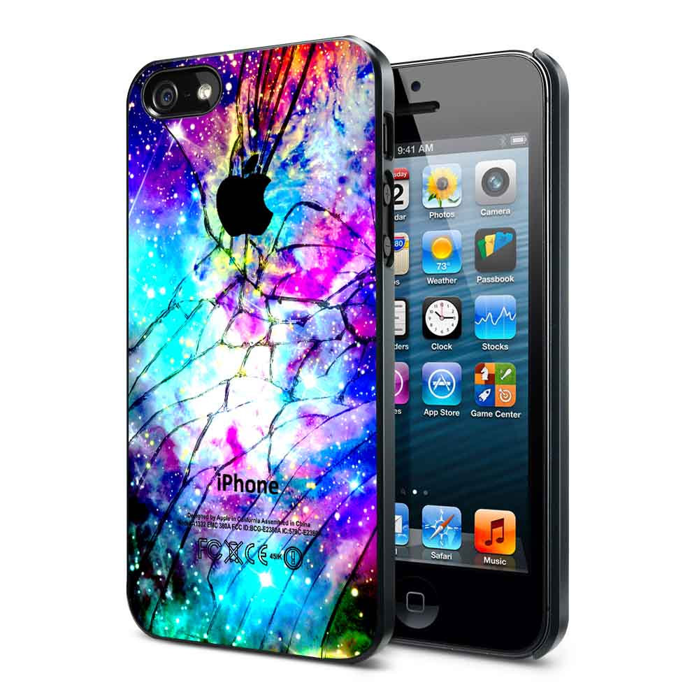 Cracked Out Broken Iphone Glass Galaxy Nebula - Custom Iphone 4/4s, Iphone 5, Samsung Galaxy S3 Case